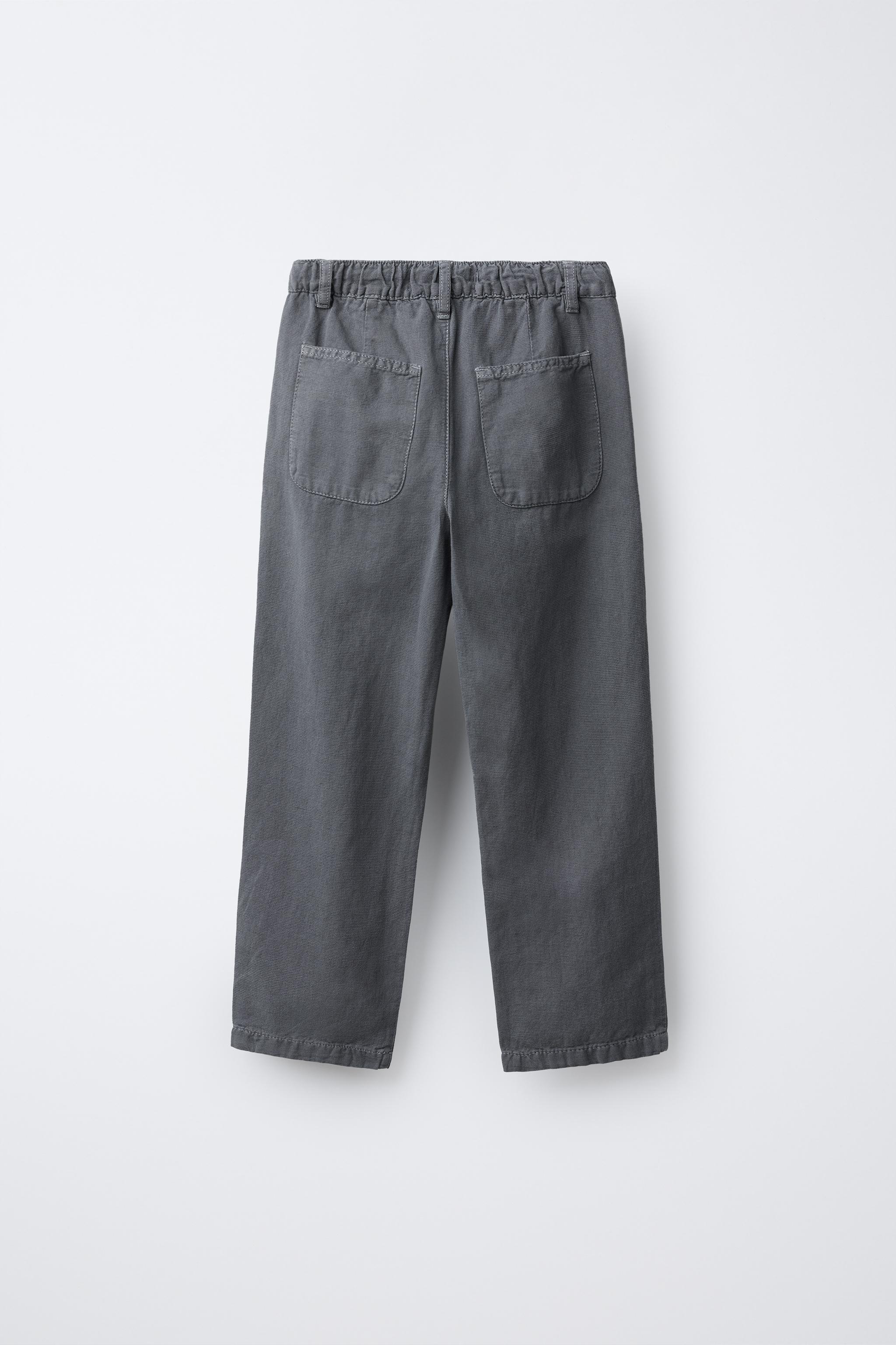 STRAIGHT-LEG COTTON-LINEN PANTS